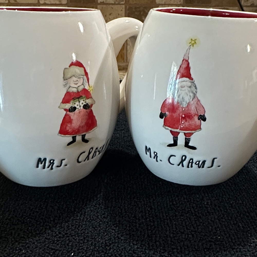 Rae Dunn White and Red Santa Mugs